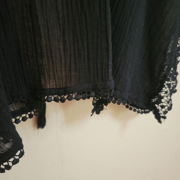 Topshop Kimono Black Lace Trim Tie Waist Double V Beach Cover‎ Small - Picture 8 of 16